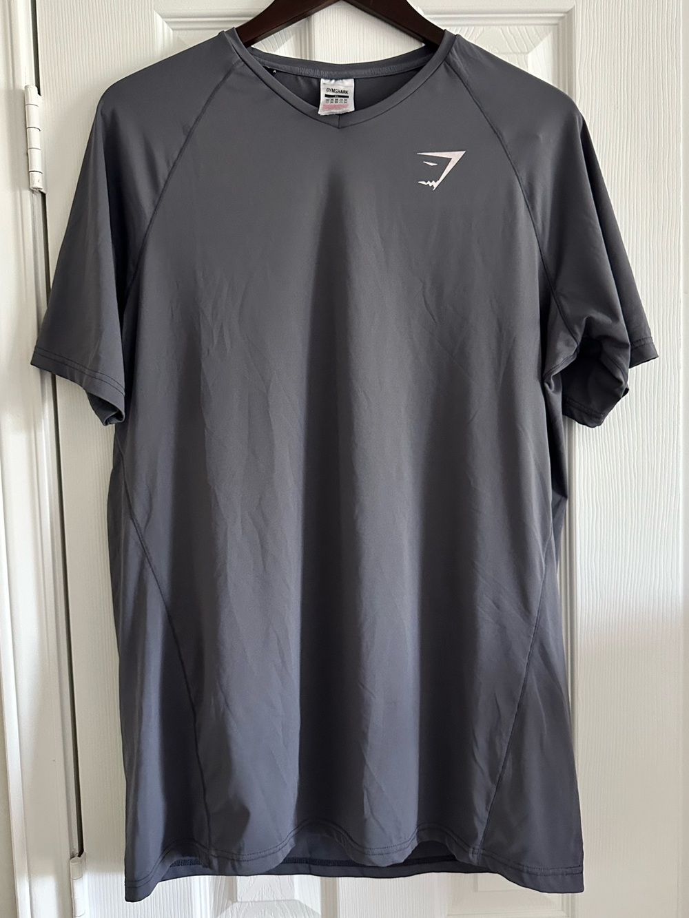 Gymshark - Men's Gray Short Sleeve Compression Gym T-Shirt, Size XL